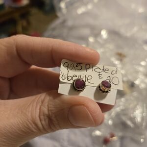 Gold Plated Ruby Stud Earrings